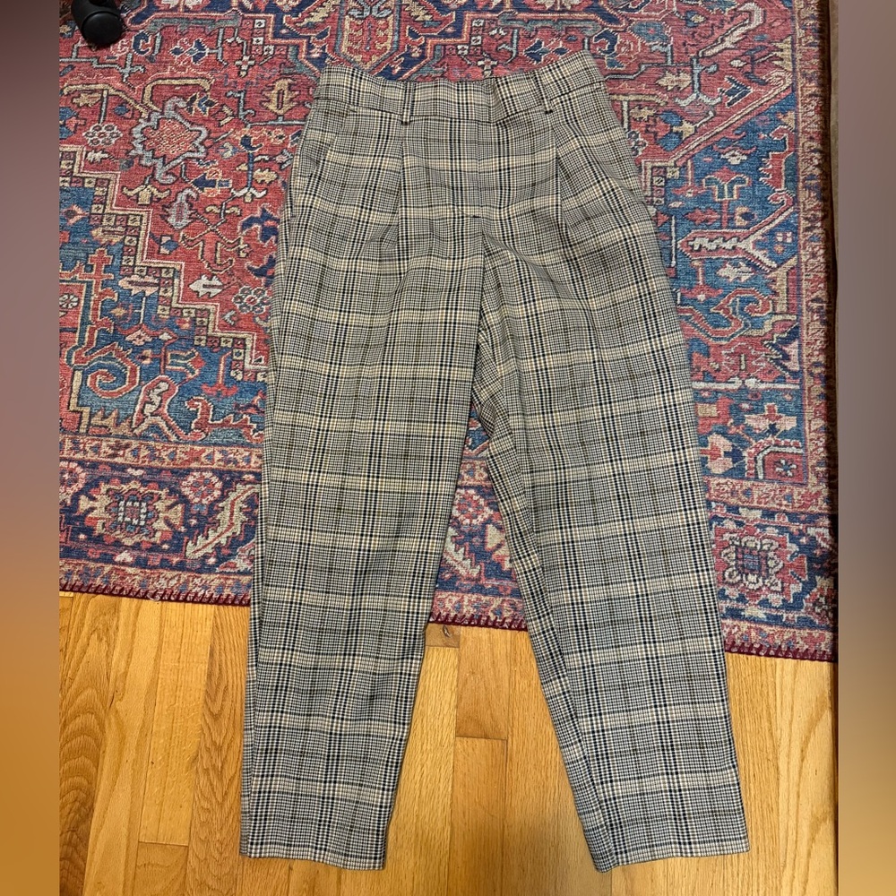 Loft Ankle Plaid Stretch Pants